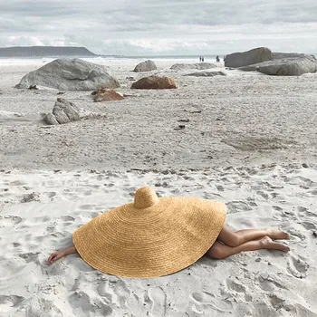 2020 90cm Margine Largă Supradimensionate Palarii de Plaja Pentru Femei Pălărie de Paie Mare Anti-uv cu Protectie solara Pliabil Umbra Soare Pălărie Capac de Acoperire