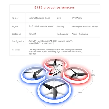 S123 Inteligent Reveni 2.4 G Control de la Distanță RC Mini Patru Osii Drone Suport 3 Modul de Viteză de Zbor cu Lumini LED-uri Gratuite Răstoarnă