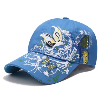 Stil coreean Paiete Brodate Fluture Brodat Șapcă de Baseball Ruj Valul Pălărie de sex Feminin Capac