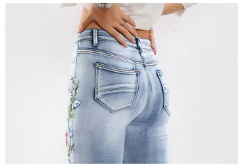 2019 Broderie Vintage Jeans Boyfriend Pentru Femei Pantaloni Din Denim Mama Blugi Femei Talie Inalta Blugi Skinny Femme Feminino Pantaloni