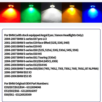 2X Canbus LED Angel Eyes Lumina Halo, Lampa de Eroare Gratuit Faruri Pentru BMW X5 E87 E39 M5 E66 E83 X3 E60 E61 E63 E64 M6 E65 E53