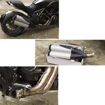 60MM Slip-on de Eșapament pentru Ducati Diavel 1200 Motocicleta de Eșapament Țeavă de Aliaj de Titan Dual-out Scape Nici un DB Killer Sfaturi de Evacuare