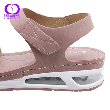 Confort Pernă De Aer Femeile Sclipici Sandale Bling Bling Casual, Office Cariera Pu Piele Sandale Platforma Lumina Velcro Pantofi De Vara