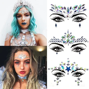Festival de arte Fierbinte de Cristal 3D Autocolant Boemia Stil Fata de Moda Accesoriu Chic Frunte Etapă Decor Autocolant Tatuaj Temporar