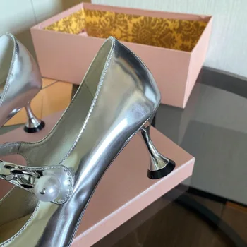 Primavara Toamna Femei Lolita Pantofi Superficial Gura Pompe Lady Sexy Lanț de Metal de Înaltă Tocuri de Dimensiunea Plus 34-40 Fată Pantofi 2021Mary Janes