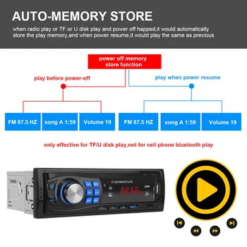 Radio auto TF, USB, AUX Suport 1 Din Bluetooth 4.0, Audio FM cu SD, MMC, MP3 Player Stereo In-dash EQ Funcție de Memorie Protector