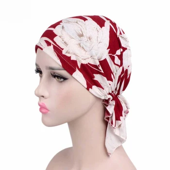 Femei Șifon Florale Imprimate Musulman Întinde Turban Pălărie Chimioterapie Capac Pierderea Parului Cap Esarfa Wrap Elastic Hijab Capac Bandane Headwrap