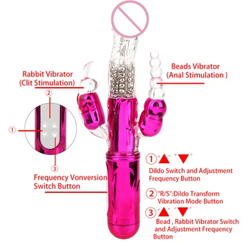 G-Spot Vagin Masaj Rotație de 360 de Grade Dildo Vibrator pentru Stimularea Clitorisului Rabbit Vibrator Margele de Transfer AV Rod