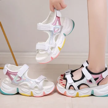 Femei Fund Gros Sandale de Vara pentru Femeie Curcubeu Unic Cârlig & Bucla de Pantofi de Moda pentru Femei Wedge, Cu Platforma de sandale Pantofi 2021