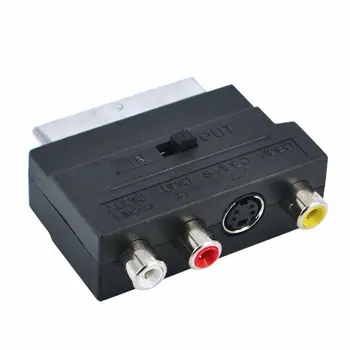SCART Adaptor Bloc AV de La 3 RCA Phono Compozit, S-Video Cu In/Out Switch Scart la SVHS Adaptor pentru DVD Video Recorder