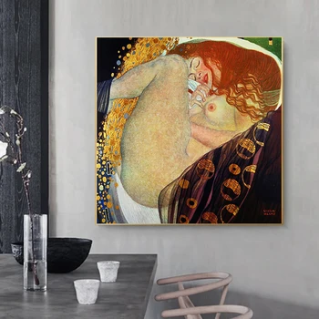 Celebrul Gustav Klimt Danae Panza Pictura Postere si Printuri Quadros Poze de Perete pentru Camera de zi Acasă Decorare Perete Cuadros
