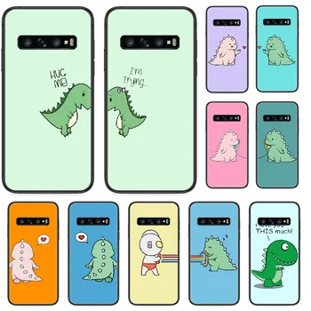 Prieteni Cuplu Dinozauri Drăguț caz de Telefon Pentru Samsung Galaxy Nota S 8 9 10 20 Plus E Lite Uitra negru Coajă Moale rezistent la apa