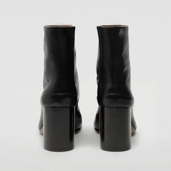 2021 Lux Design De Brand Din Piele Tabi Cizme De Moda Rotund Indesata Toc Glezna Cizme Pentru Femei Toamna Iarna Split Toe Pantofi