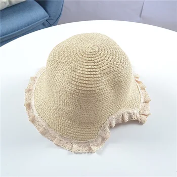 Pentru copii Paie Pălărie de Vară de sex Feminin Dantela Plaja Hat Mici Proaspete de Agrement, Vacanta, de Protecție solară Umbrelă de soare Pălărie Sac de Mici