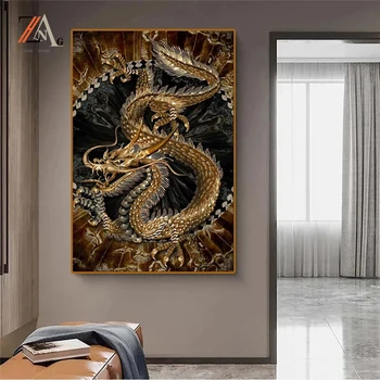 Arta modernă Pictură în Ulei Dragon Chinezesc Imagine HD de Imprimare Postere si Printuri Acasă Decorare Camera de zi Pictura