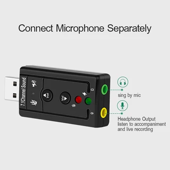 Virtual pe 7.1 Canale placa de Sunet Externa USB 2.0 Audio Microfon Adaptor Difuzor Microfon Stereo Jack de 3,5 mm setul cu Cască placa de Sunet