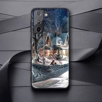 Capac de silicon Peisaj de Iarnă Ninsoare Ușoară Pentru Samsung Galaxy S20 S21 FE Ultra S10 S10e Lite S9 S8 S7 S6 Edge Plus Caz de Telefon