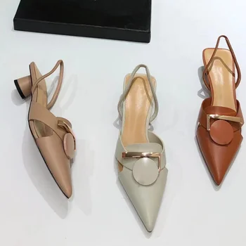 Vara Pantofi pentru Femei Brand de Lux Doamnelor Subliniat Sandale de Înaltă Calitate piele de Oaie Rotund Toc Tocuri inalte Sexy 2021 Nou Pantofi Casual