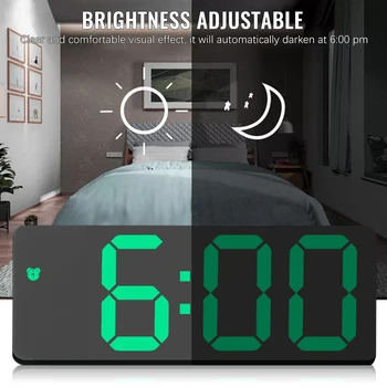 Ceas Digital de Alarmă Oglindă Ceas cu LED-uri Lumini de Noapte Digital Alarma Snooze Timp de Afișare Masă, Ceas de birou Lampa Decor Acasă