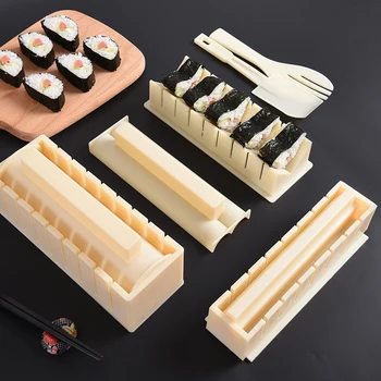 10-bucata Set Multifunctional Sushi Instrument Minge de Orez Face Mucegai, Alge marine Sushi Instrument 5-în-1 bucătărie sushi accesorii