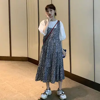 Rochii Femei rochie fără Mâneci Sayas Largas De Mujer Simplu fara Spate Ulzzang Hipster Floral de Primăvară Harajuku Toate-meci Haine de Sărbătoare