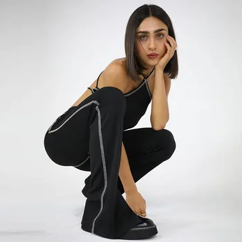Angels Secret Casual Două Bucata Set Femeile 2021 Moda de Primăvară Simplu Solid Slash Neck Crop Top+Pantaloni Slim Body-Shaping AG30974