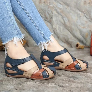 Sandale de vara pentru Femei Primavara Pene de Pantofi pentru Femei Culori Amestecate Casual Plaja Cut-Out Modă Plus Dimensiune Doamnelor Sandale