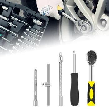 46pcs Clichet Wrenchwith Plastic set de Instrumente de Stocare de Caz Masina Auto Automobile Motociclete, Instrumentul de Reparare Priza de Unitate Se