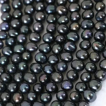 Naturale de cultură de apă dulce black pearl nearround 7-8mm diy bijuterii de înaltă calitate ceremonia de nunti cadou margele vrac 15inch B1335