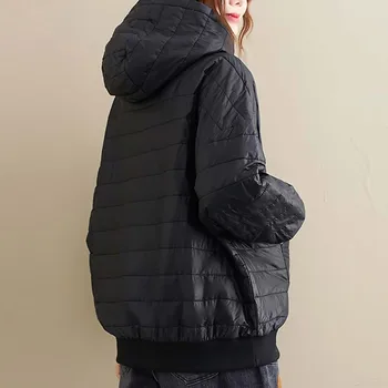 Femeile Capota De Moda De Top Toamna Iarna Nou Negru De Bumbac Tricou Vrac Pulover Casual Îngroșa Vânt Subțire Hanorace Negre 2021