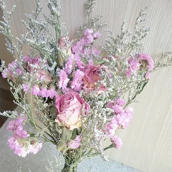 30cm Trandafir Roz Naturale Uscate Buchet de Flori 5 Cap Mare Iubitor de Iarbă Ieftine Real Fleurs Pentru un Cadou de Casa de Nunta de Decorare Interioară