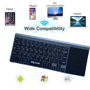 Jeleu Pieptene Ultra Slim Wireless Tastatura Bluetooth/2.4 G pentru Tableta, Smart TV, Smartphone, Laptop Tastatura cu Touchpad Tastele de Numărul