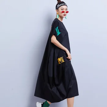 Masss Wasss 2021 European De Vară De Design Rochii Doamnelor Tipărite Negru Rochie Lunga Pentru Femei De Stradă În Stil Vestidos Supradimensionate, Haine